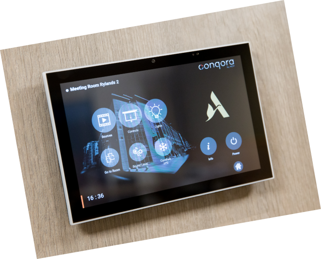 Conqora meeting room dashboard controls